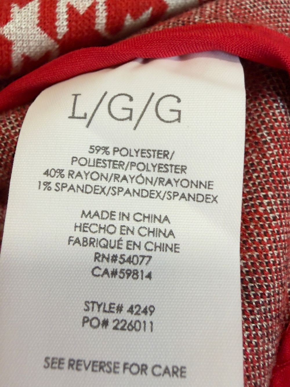 CABI STYLE# 4249 Red & White Houndstooth Jacket - Size L - NWOT! - Picture 9 of 11